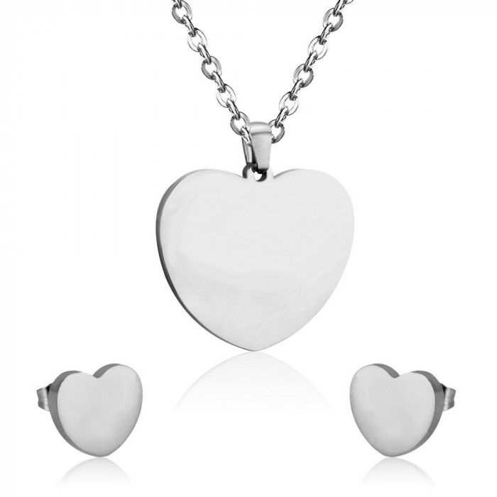 Parure de bijoux Cœur 2 pièces : pendentif - Boucles d'oreilles