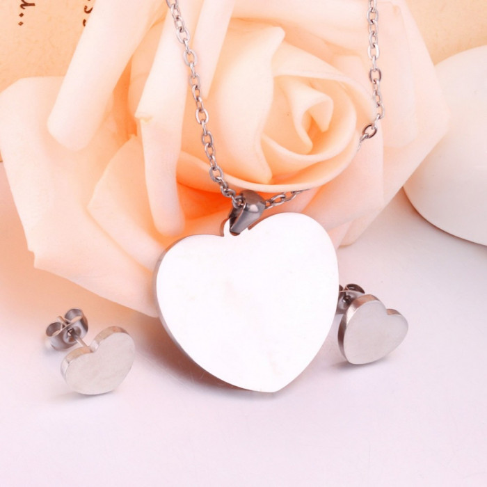 Parure de bijoux Cœur 2 pièces : pendentif - Boucles d'oreilles
