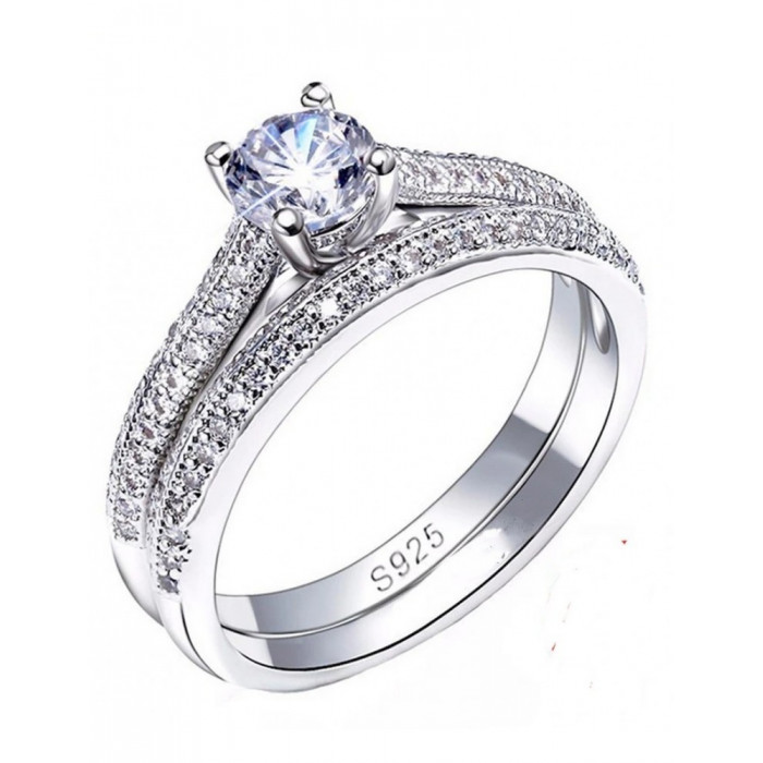 Bague Femme 2 en 1 en Argent et Oxydes de...
