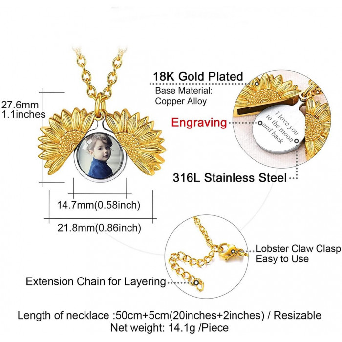 Pendentif fleur de tournesol personnalisable