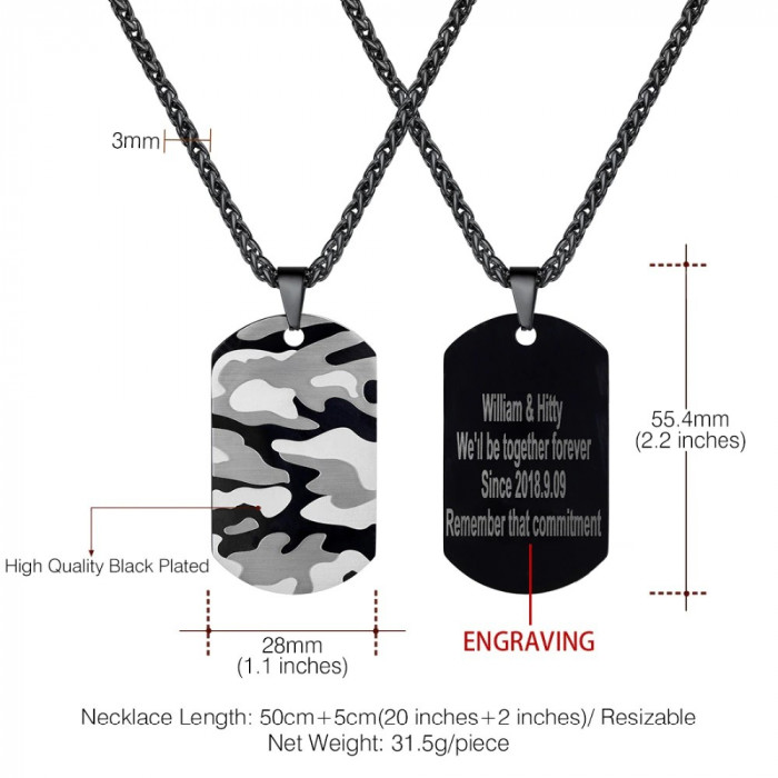 Pendentif militaire avec gravure