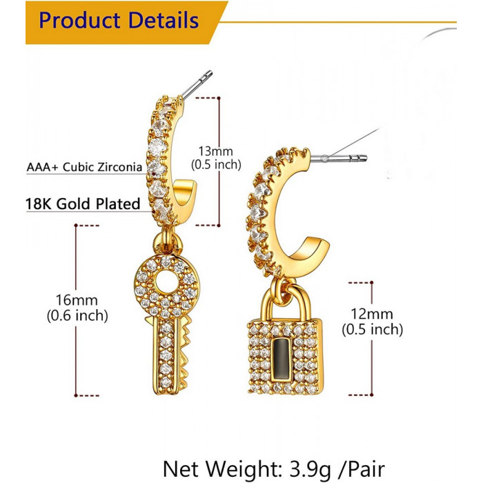 Boucles d'oreilles porte-clés et cadenas