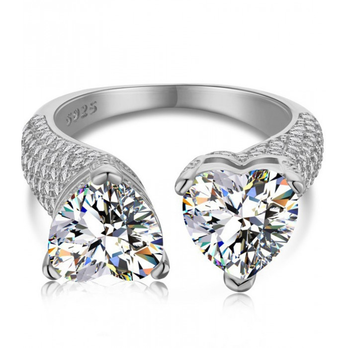 Bague 2 Cœurs en Argent