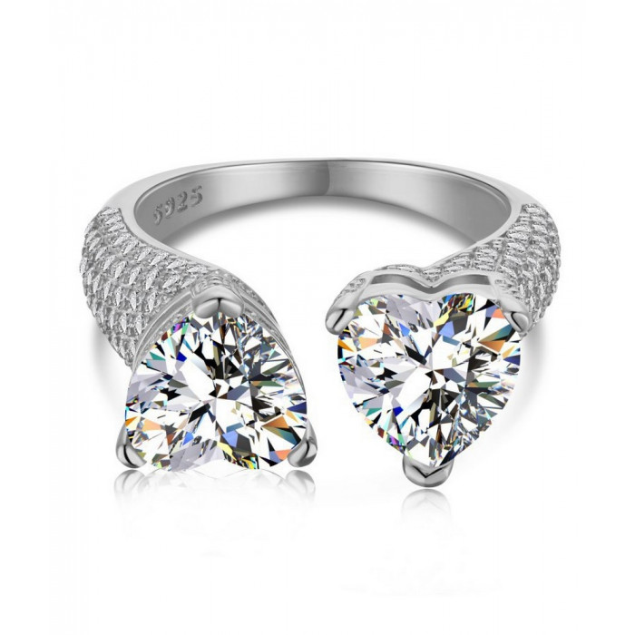 Bague 2 Cœurs en Argent