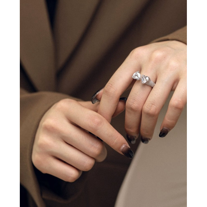 Bague 2 Cœurs en Argent