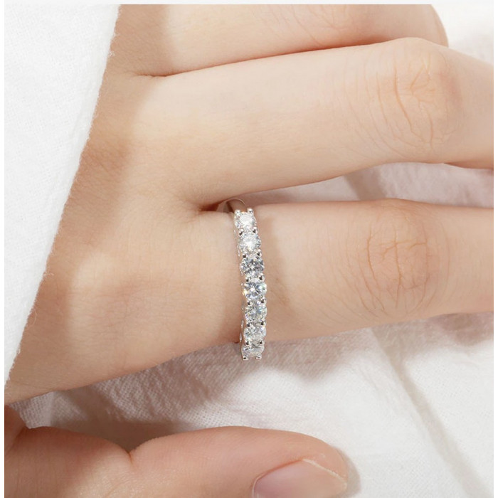 Alliance 7 Moissanites en Argent