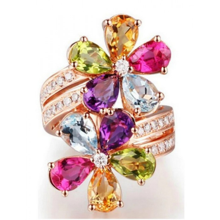 Bague femme plaqué or cristal