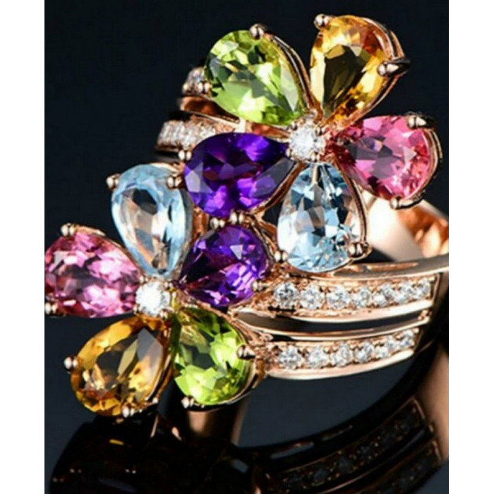 Bague femme plaqué or cristal